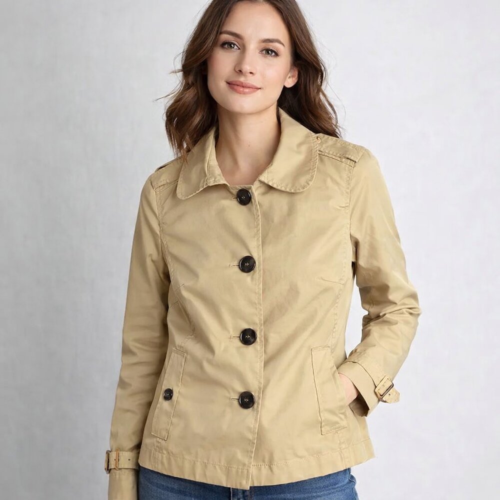 Merona Tan Trench Coat Classic Tailored Design